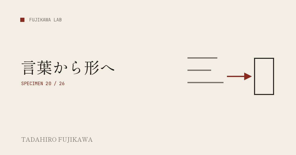 言葉から図形への変換を紙面と矢印で表した表紙画像