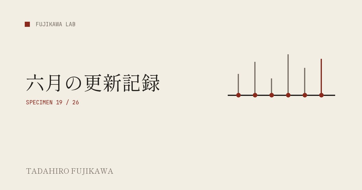 六月の横年表に更新項目を刻んだG-Stackの表紙画像